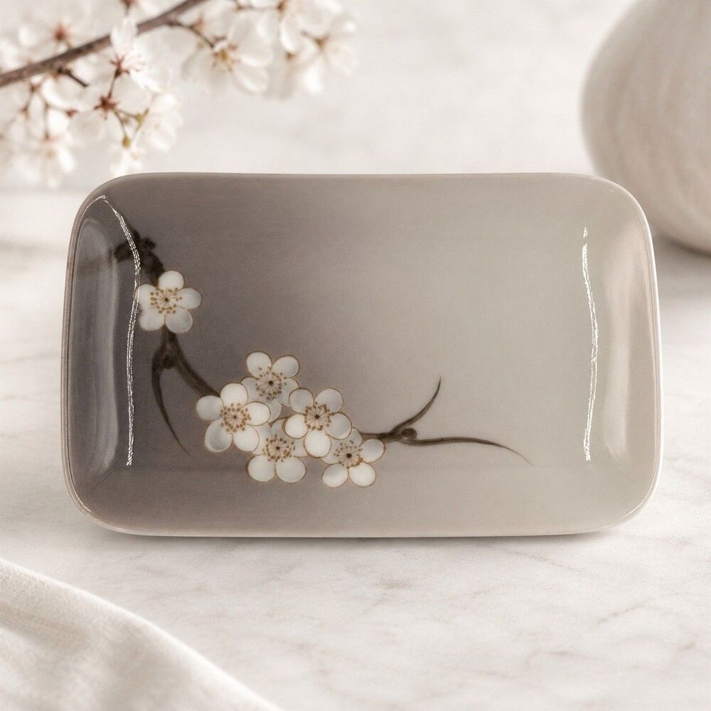 Bing & Grondahl Cherry Blossom Trinket Dish Denmark Porcelain 5.25” Vintage